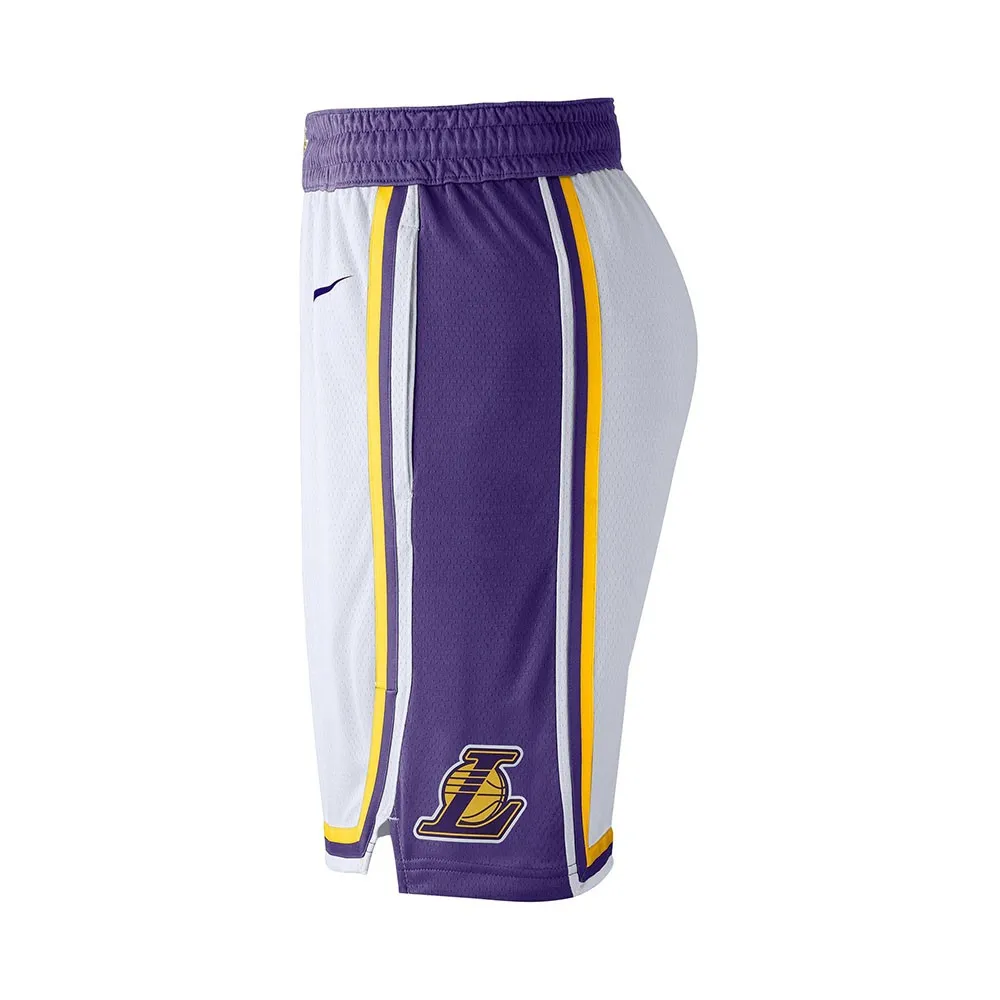 Nike Pantaloncini Basket Nba Lakers Association Bianco Viola Uomo