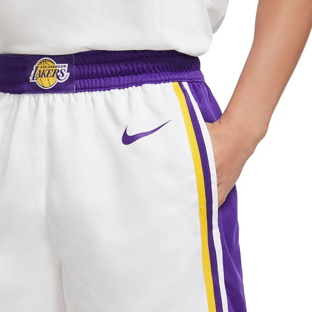 Nike Pantaloncini Basket Nba Lakers Association Bianco Viola Uomo