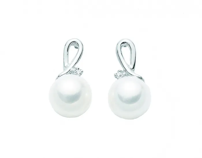 Orecchini Miluna con Perle e Diamanti 0.01ct in oro bianco PER1096X