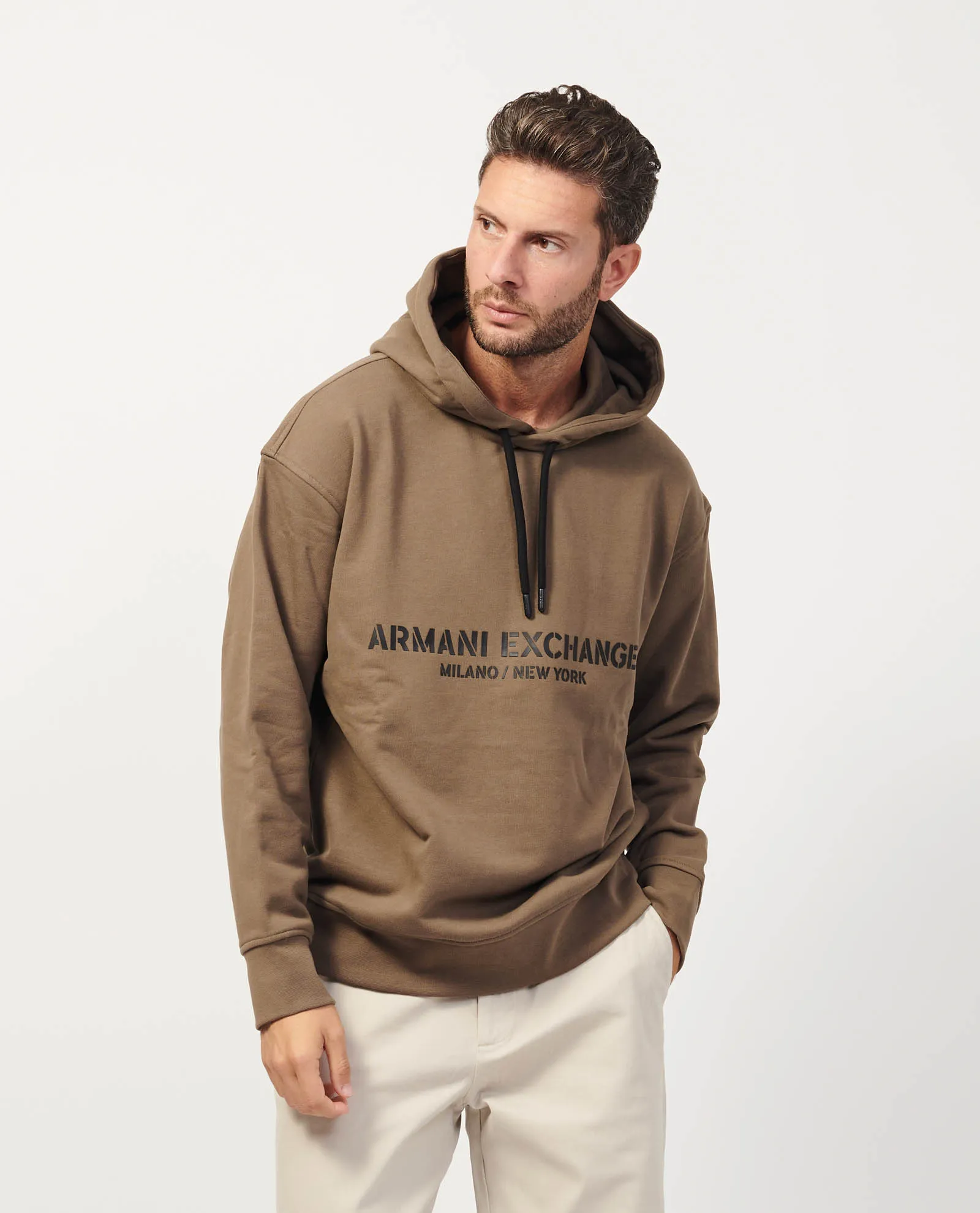 OutletARMANI EXCHANGE      Felpa AX con cappuccio in cotone french terry