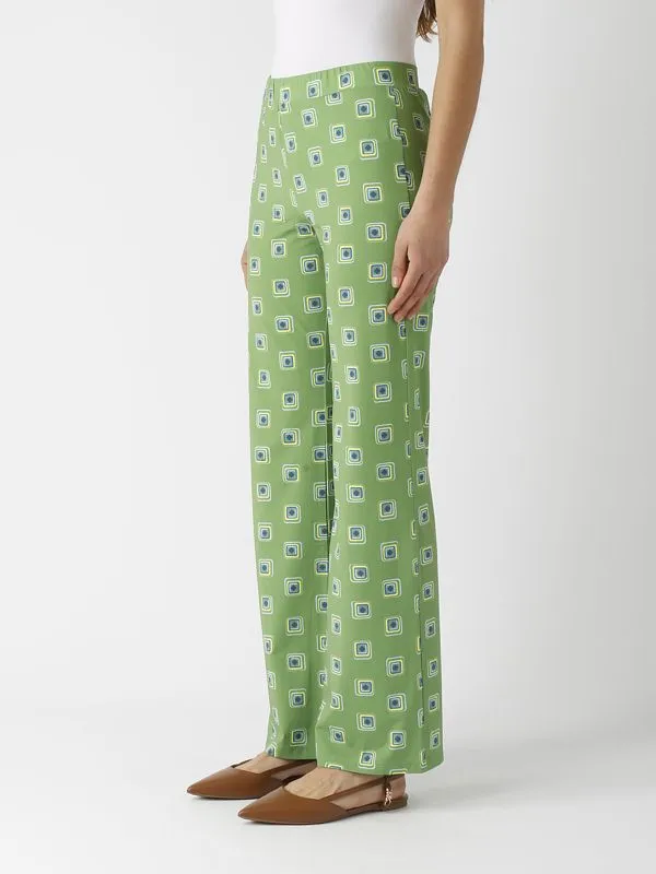 Pantalone donna Maliparmi in jersey stretch Verde-Azzurro