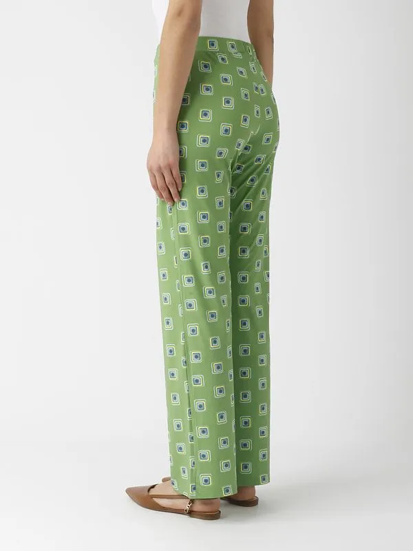 Pantalone donna Maliparmi in jersey stretch Verde-Azzurro