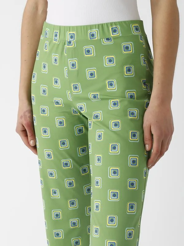 Pantalone donna Maliparmi in jersey stretch Verde-Azzurro