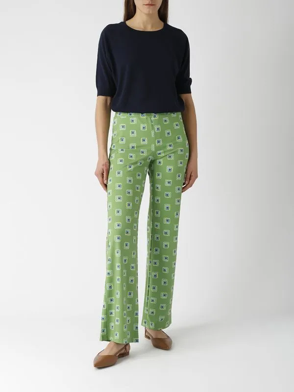 Pantalone donna Maliparmi in jersey stretch Verde-Azzurro