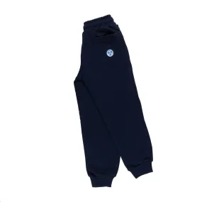 Pantalone Felpa Blu Navy Con Mini Logo Azzurro