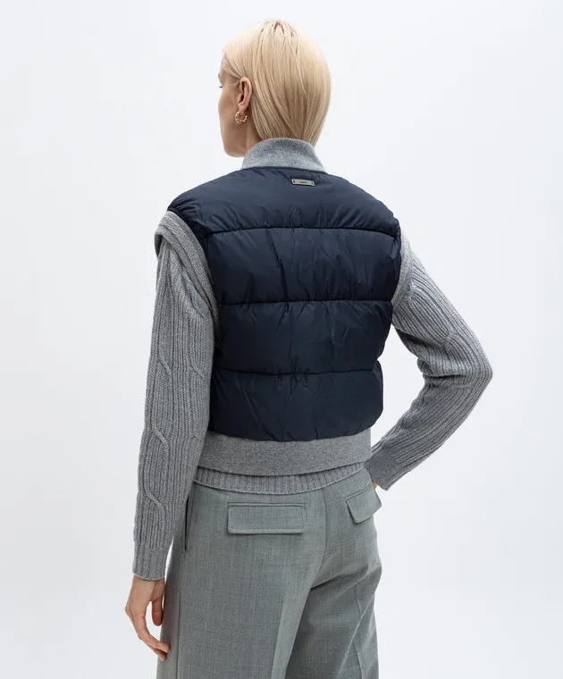 Peserico Gilet in piumino blu con lana A03409D6957