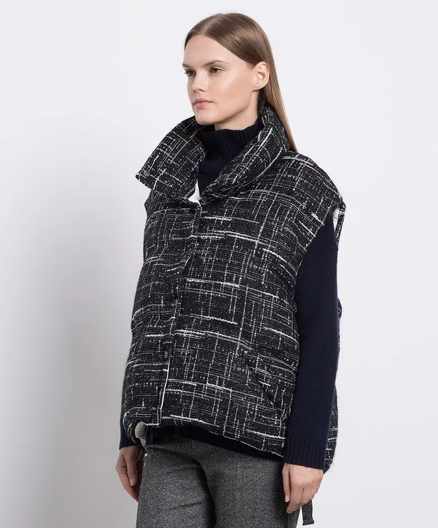 Rindi Gilet in piumino nero con paillettes e lurex 273TE023