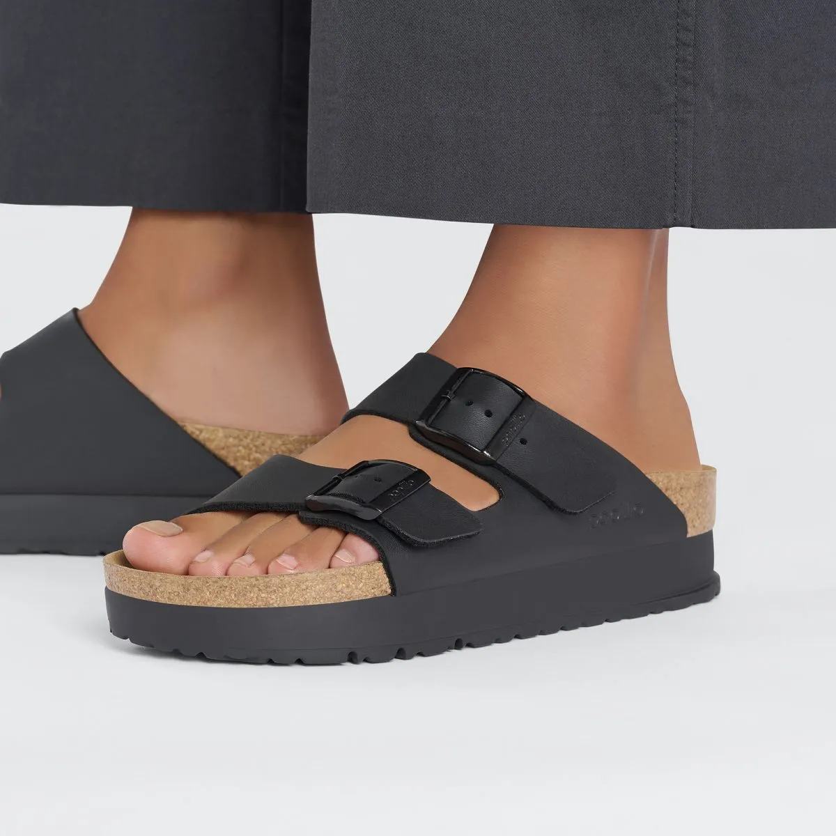 SANDALI Donna BIRKENSTOCK ARIZONA PLATFORM 1027395 BLACK VEG BIRKO FLOR