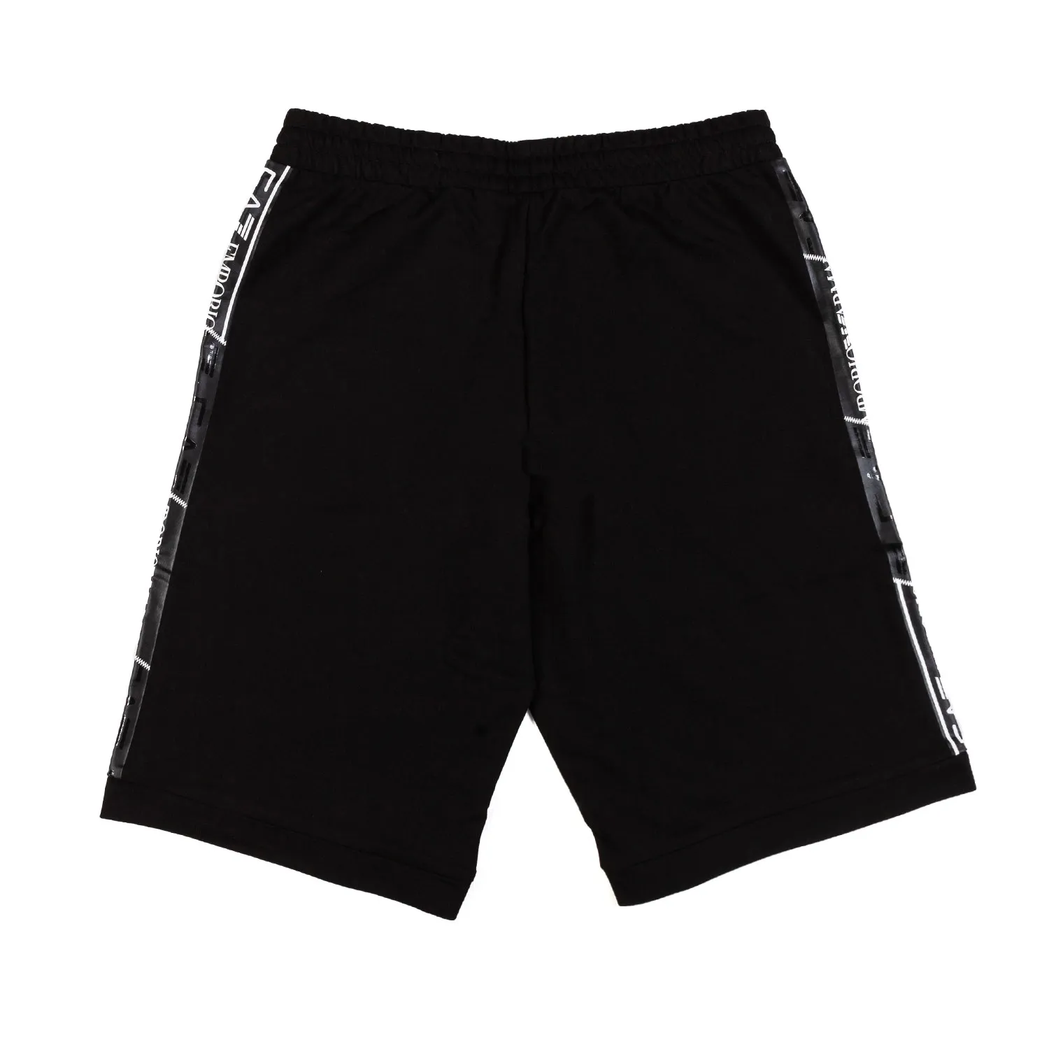 Shorts Felpa Nero Con Logo Tape Ea7 Nero E Bianco