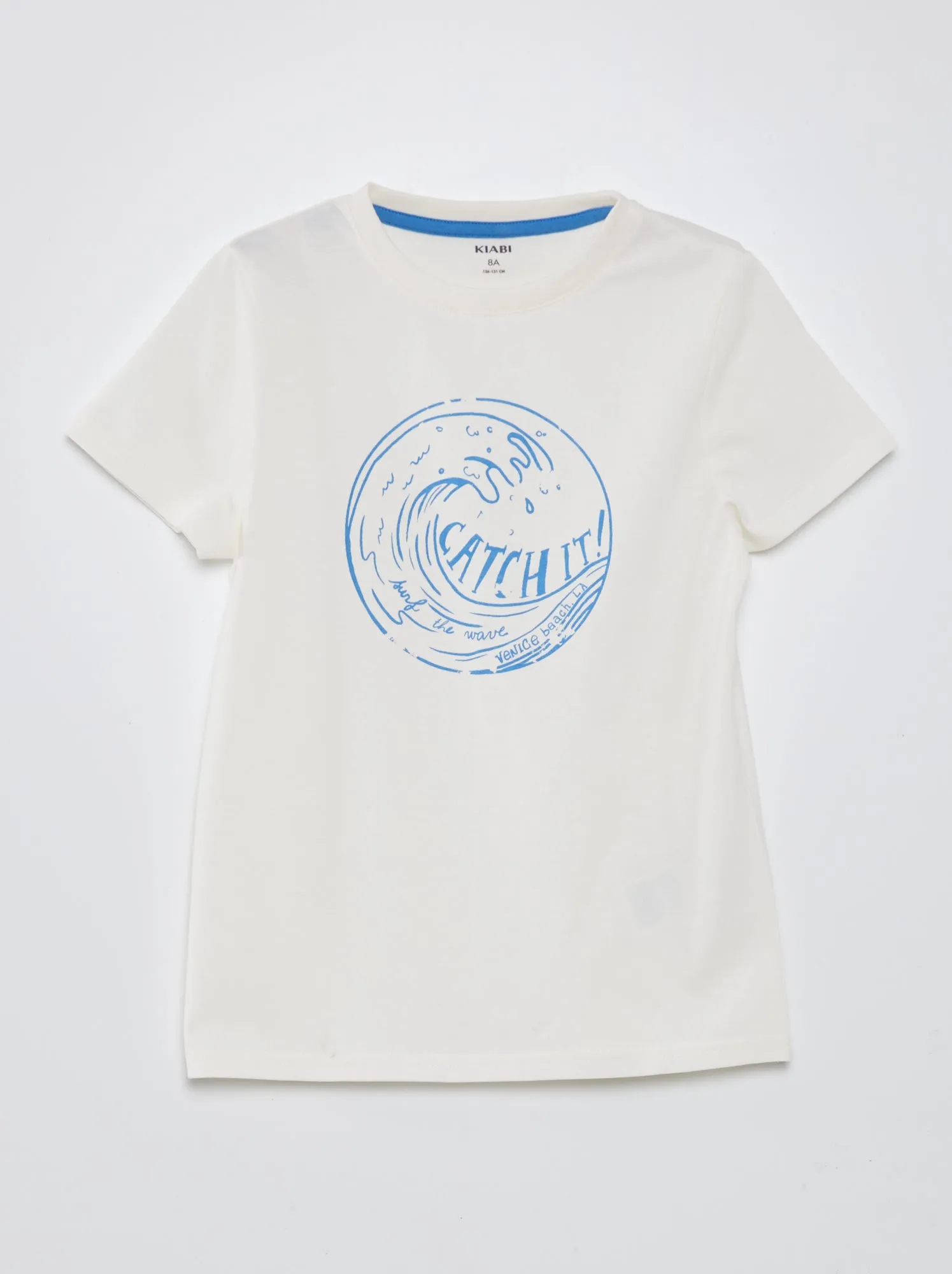 T-shirt scollo tondo in cotone - BIANCO