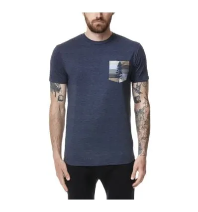 Tentree Spruce Stripe Pocket Tee da uomo (Dress Blue Heather)