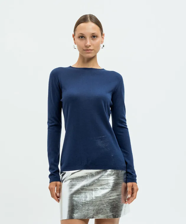 Twinset Maglia blu realizzata in seta e cashmere 242TP3680