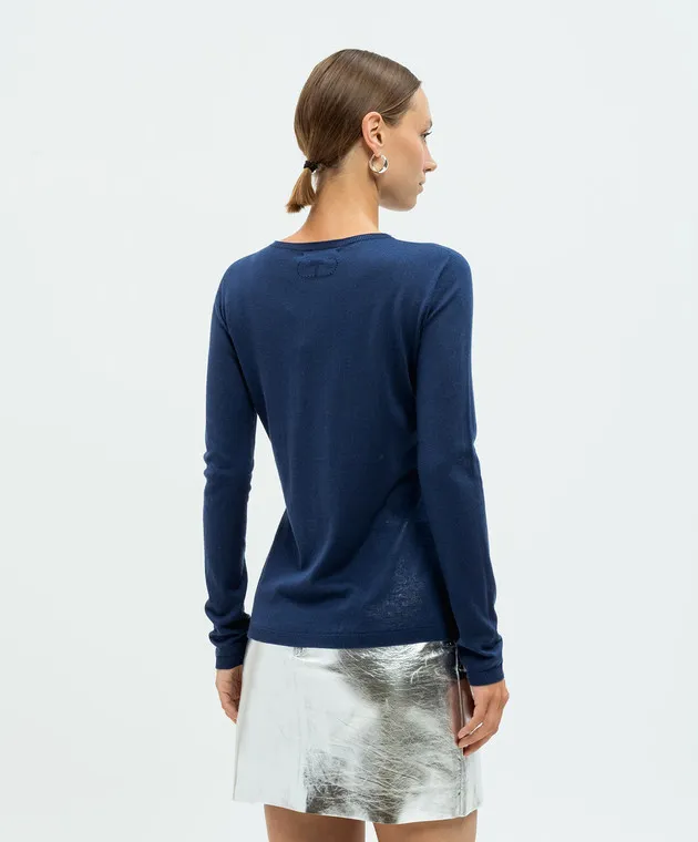 Twinset Maglia blu realizzata in seta e cashmere 242TP3680