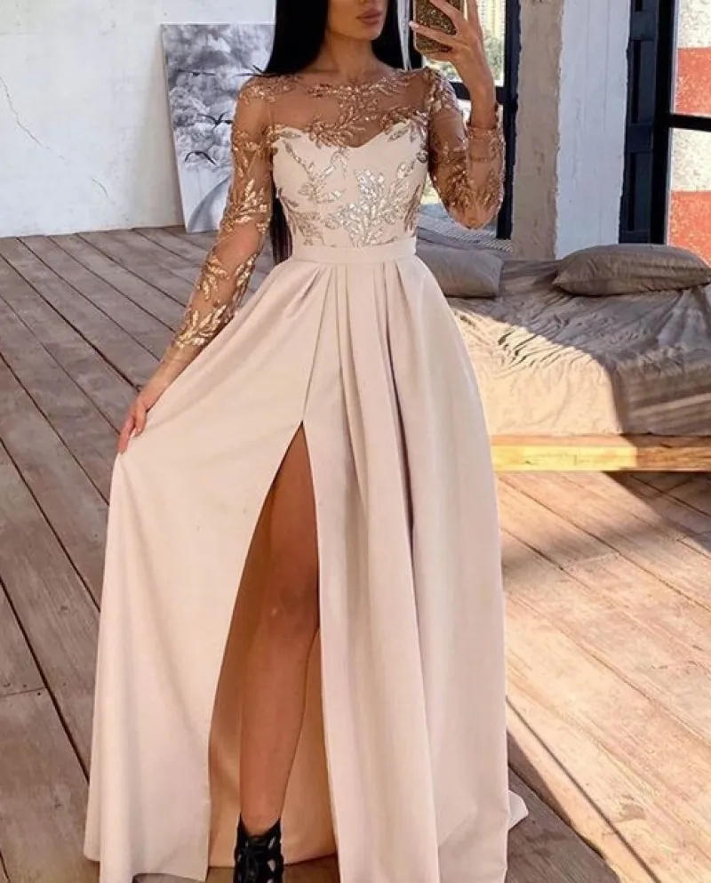 Womens Long Sleeved Gold Sequined Slit Formal Dress Jacket For Dresses Occasions Women